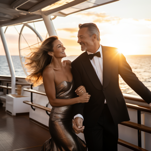 Couple on luxury cruise boat