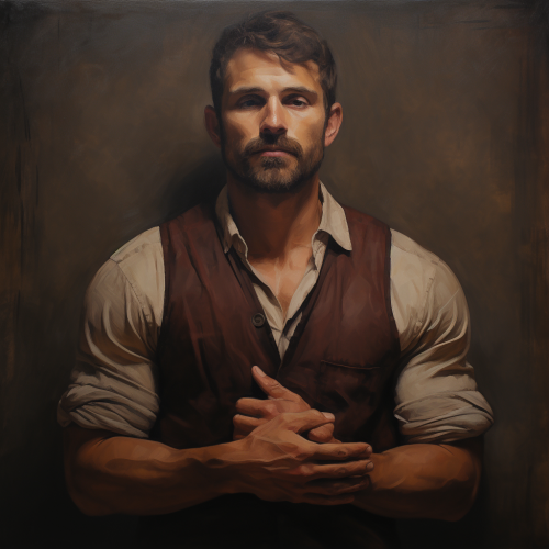 Man with Hands Together Facing Left