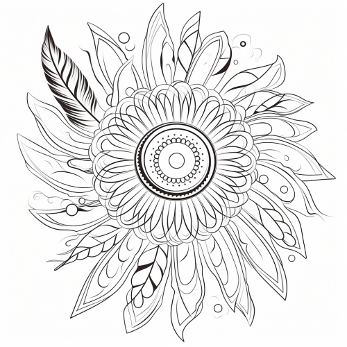 Mandala Feather Coloring Page Design