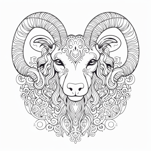 Symmetrical Mandala Goat Illustration