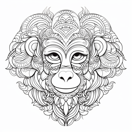 Symmetrical Mandala Monkey Illustration
