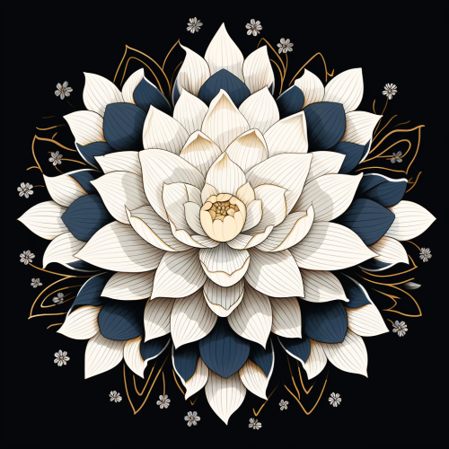 White and black lotus flower mandala