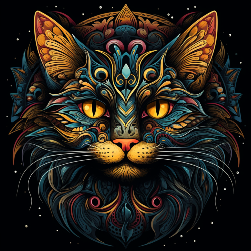 Colorful Mandala Cat Image