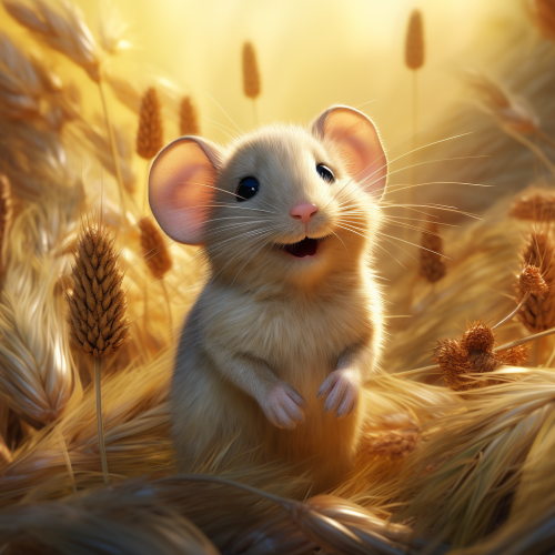 Lively illustration of a mouse in golden light