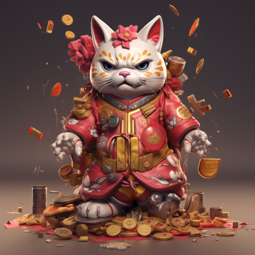 Aggressive cool maneki-neko character