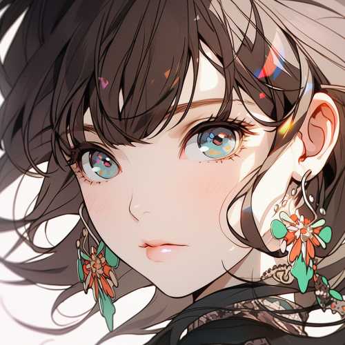 Beautiful manga girl with colorful background