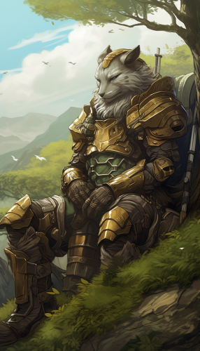Manga otter knight resting in armor Manga otter knight resting in armor