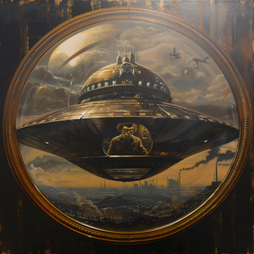 Sentient Mannequin UFO Pilot Painting