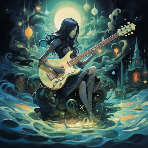 Marceline Abadeer playing her bass guitar
