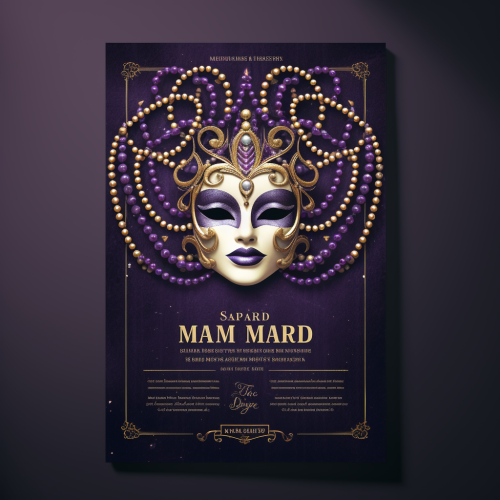 Mardi Gras party flyer with beads Mardi Gras party flyer with beads
