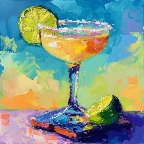 Acrylic margarita glass painting with salted rim