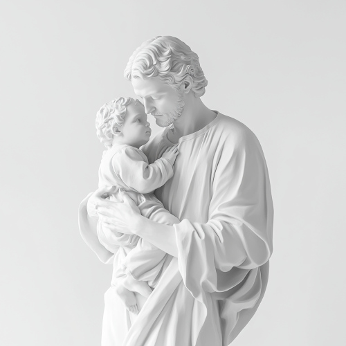 Maria holding child statue artwork