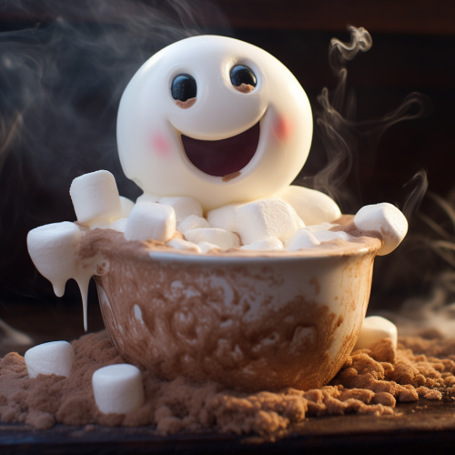 Cute Marshmallow Man Enjoying Hot Chocolate