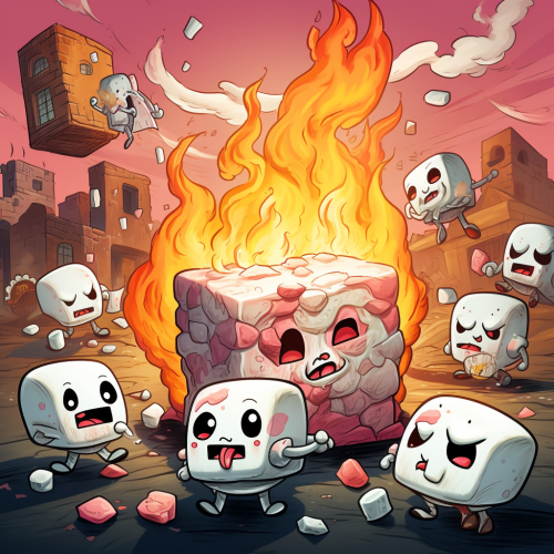 Colorful marshmallow riot artwork