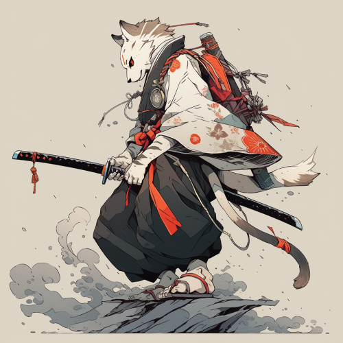 Playful Marten Ninja in Ukiyo-e