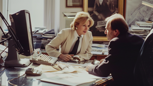 Martha Stewart pitching magazine design to Rupert Murdoch