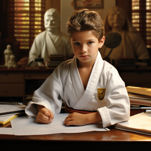 Calm and Focused Child in Victory Martial Arts Uniform