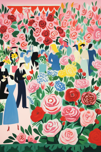 Matisse-style Rose Flower Market artwork