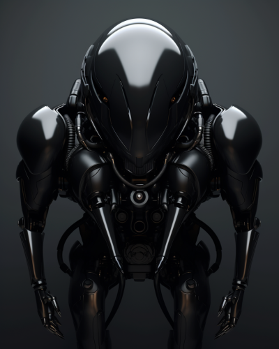 Matte Black Robot with Muscles