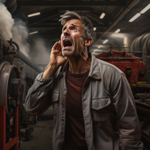 Mature man talking at home - factory worker