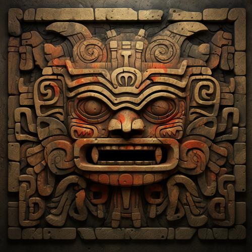Mayan hieroglyph monster chaos depiction