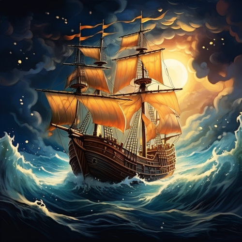 Illustration of Mayflower ship in storm Illustration of Mayflower ship in storm