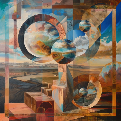 surreal abstract landscape measuring instruments