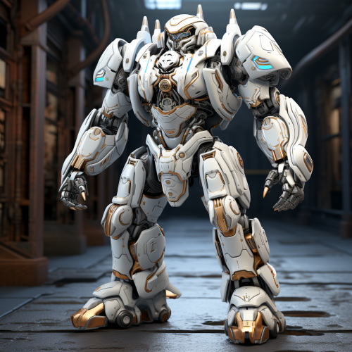 Shiny white detailed mech warrior robot