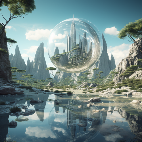 Futuristic mediation landscape image Futuristic mediation landscape image