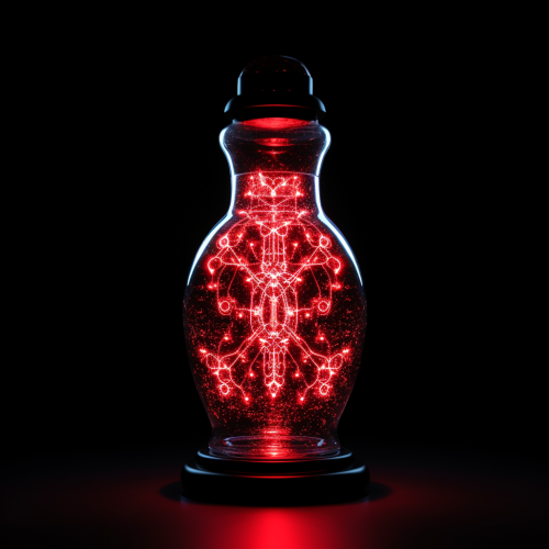 Close-up of Medicine with Red Neon Glitter