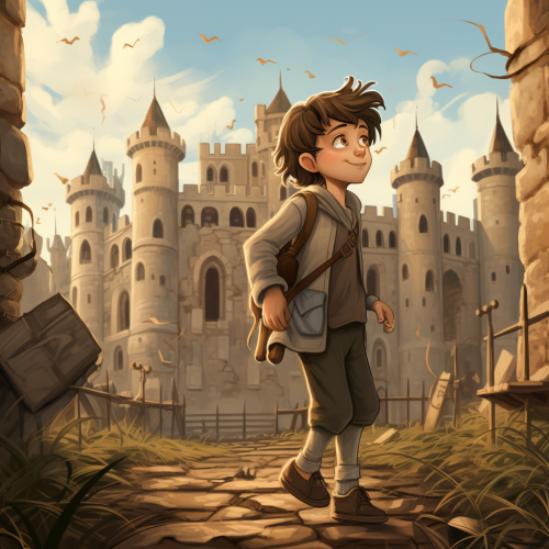 Medieval announcer boy castle animation