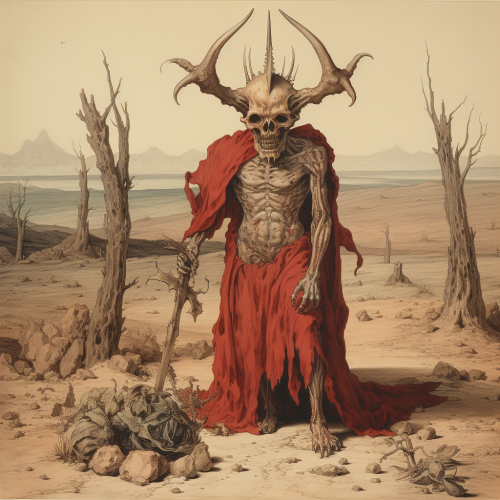 Medieval desert demon in action