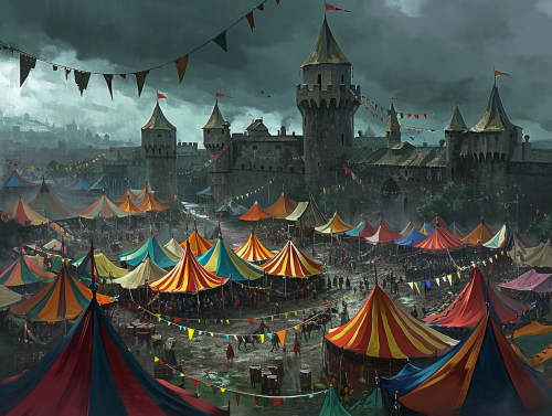 Medieval fantastic fair in countryside city