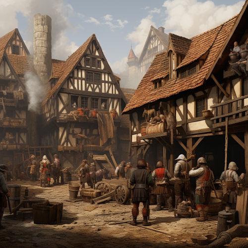 Ancient German miners working together