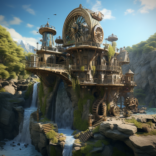 Beautiful Medieval Highland Waterfall in Dwarven Hut