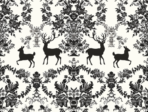 Hunting Dogs Deer Wallpaper Print