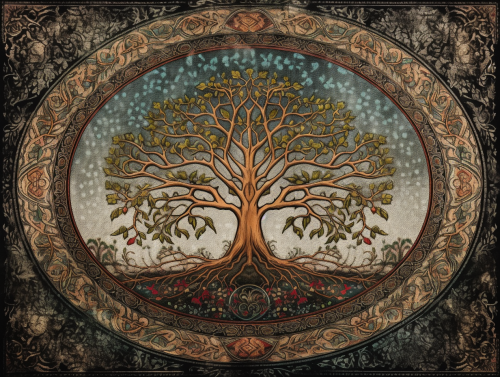 Woven medieval tree of life illustration