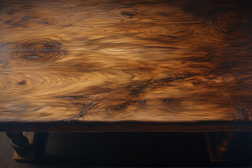 Oil painting on medieval wooden table