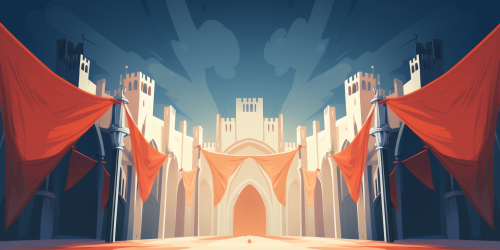 Medieval castle with banners