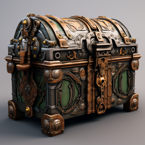 Medieval chest with cyberpunk design Medieval chest with cyberpunk design