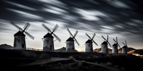 Anthropomorphic Windmills on Mountain Line