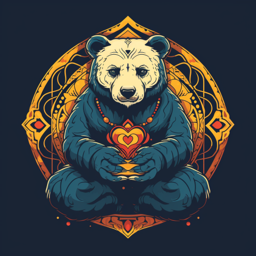 Meditating Buddhist Bear Love Light T-Shirt Design