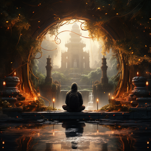 Person meditating on a serene beach