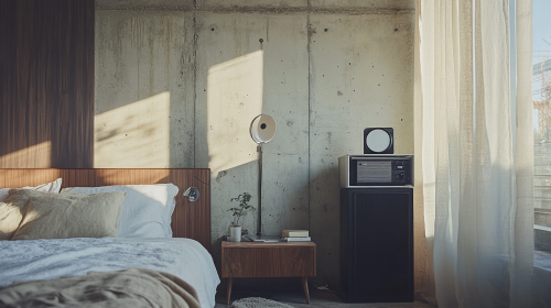 Neat bedroom wabi sabi style