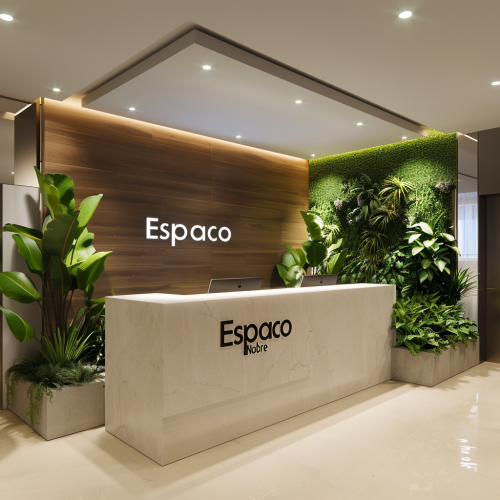 modern hotel reception desk setup