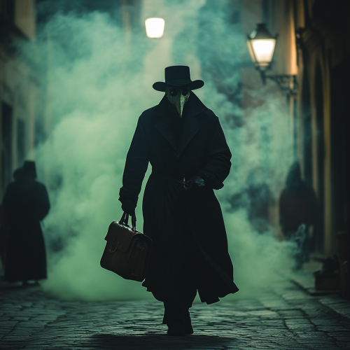 Mysterious man in black robe walking Mysterious man in black robe walking