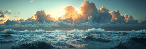 Stunning ocean waves under sunlight