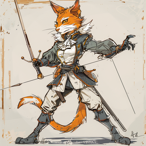 Orange cat girl dueling pose