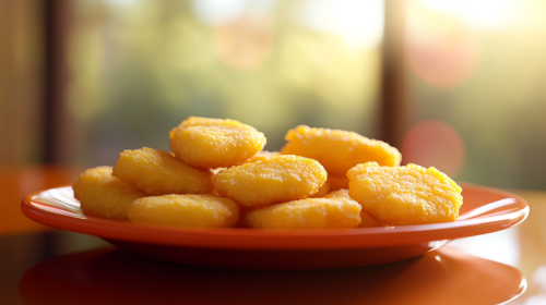 Orange plate with chicken nuggets
