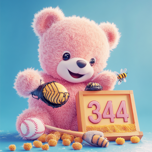 fluffy pink teddy bear baseball